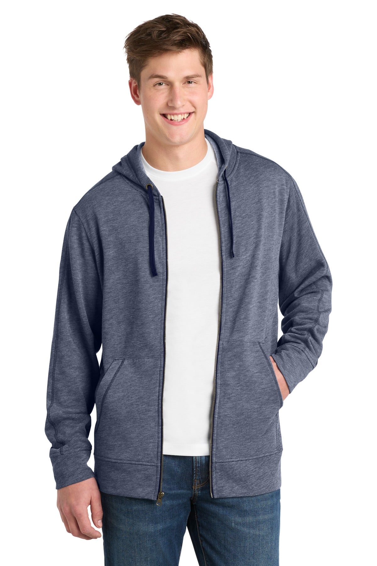 Sport-Tek ® PosiCharge ® Tri-Blend Wicking Fleece Full-Zip Hooded Jacket ST293