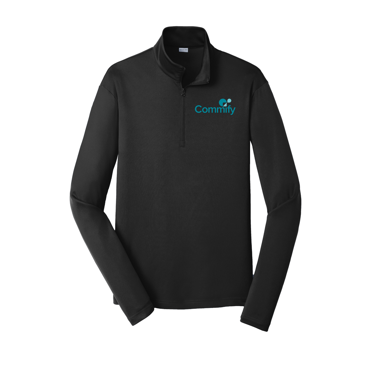 commify-lightweight-quarter-zip-dtf-leftchest-ST357-black-flat-front