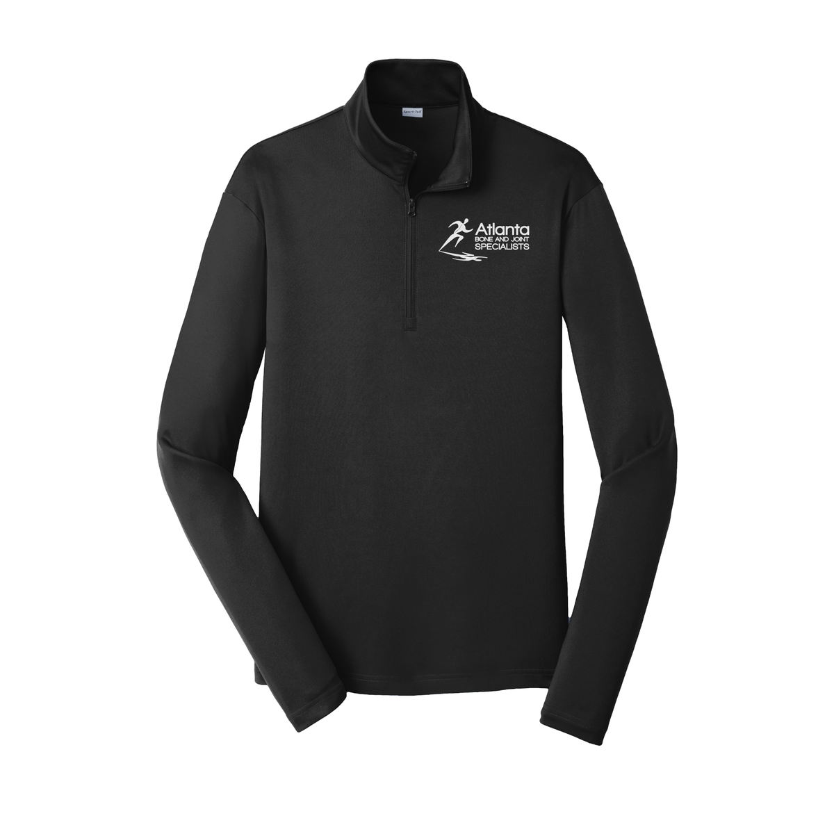 atlantaboneandjoint-lightweight-quarter-zip-dtf-leftchest-ST357-black-flat-front