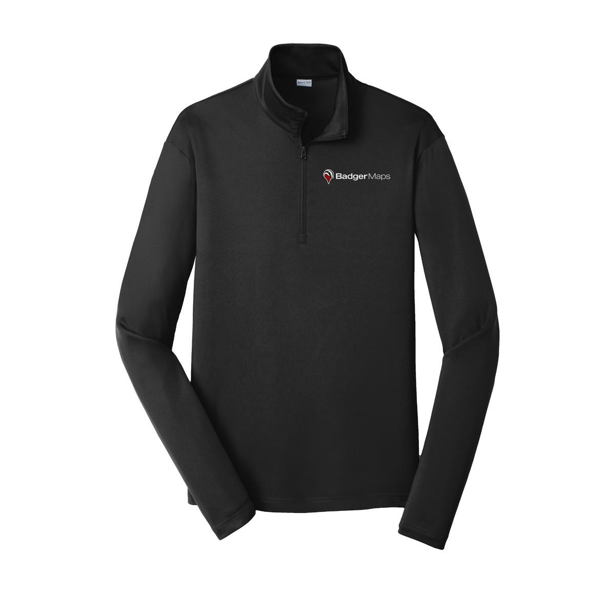 badgermapping-lightweight-quarter-zip-dtf-leftchest-ST357-black-flat-front