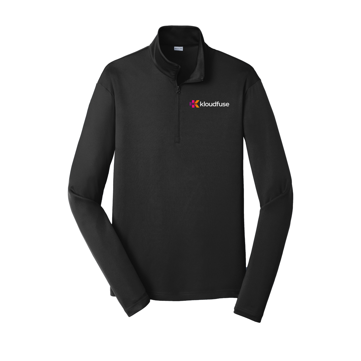 kloudfuse-lightweight-quarter-zip-dtf-leftchest-ST357-black-flat-front