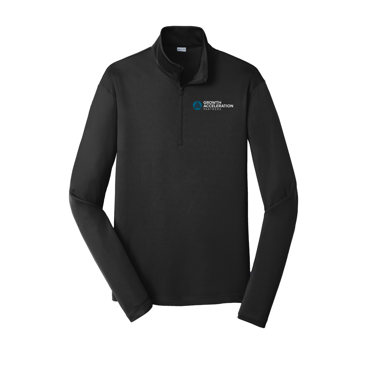 growthaccelerationpartners-lightweight-quarter-zip-dtf-leftchest-ST357-black-flat-front