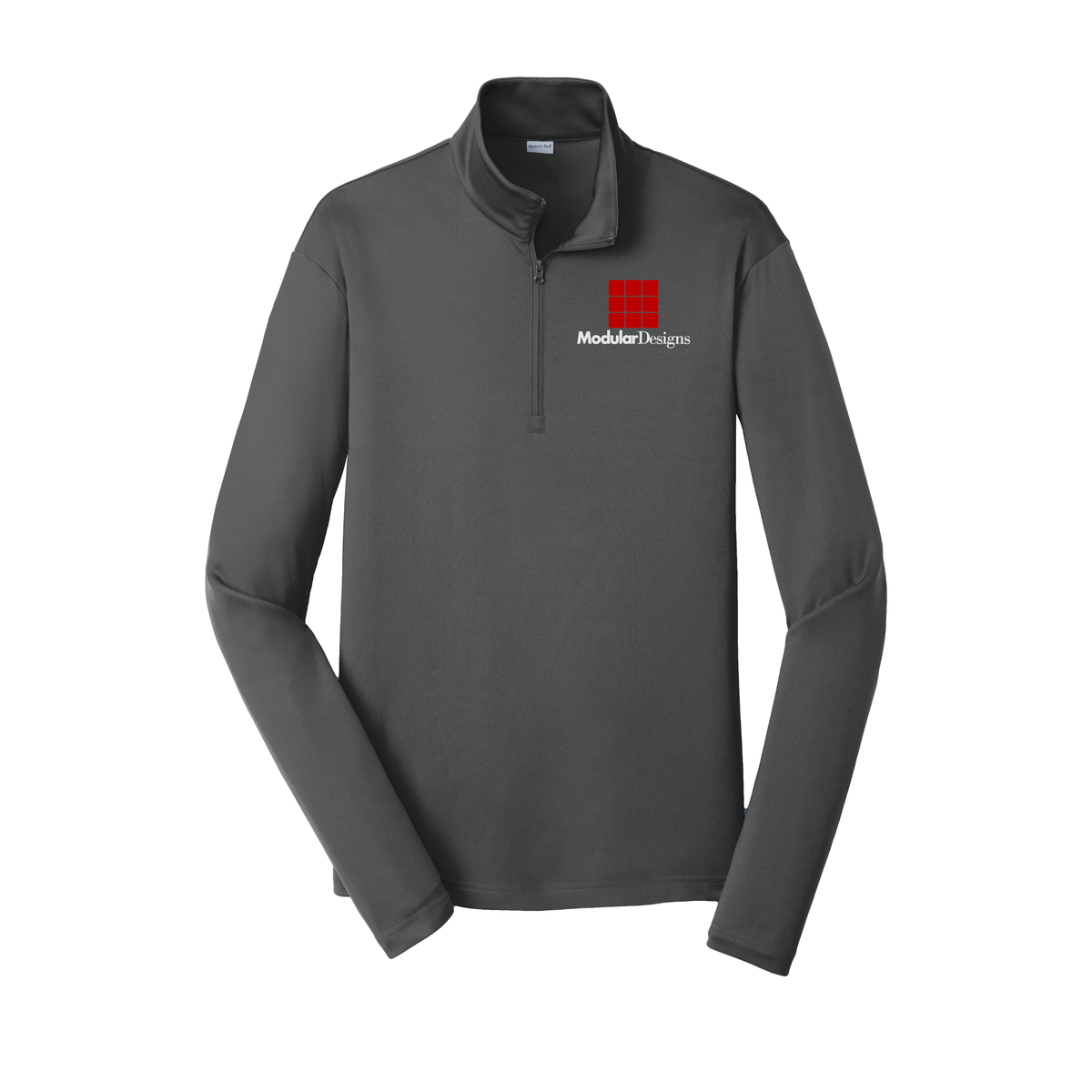 modulardesignsflooring-lightweight-quarter-zip-dtf-leftchest-ST357-irongrey-flat-front