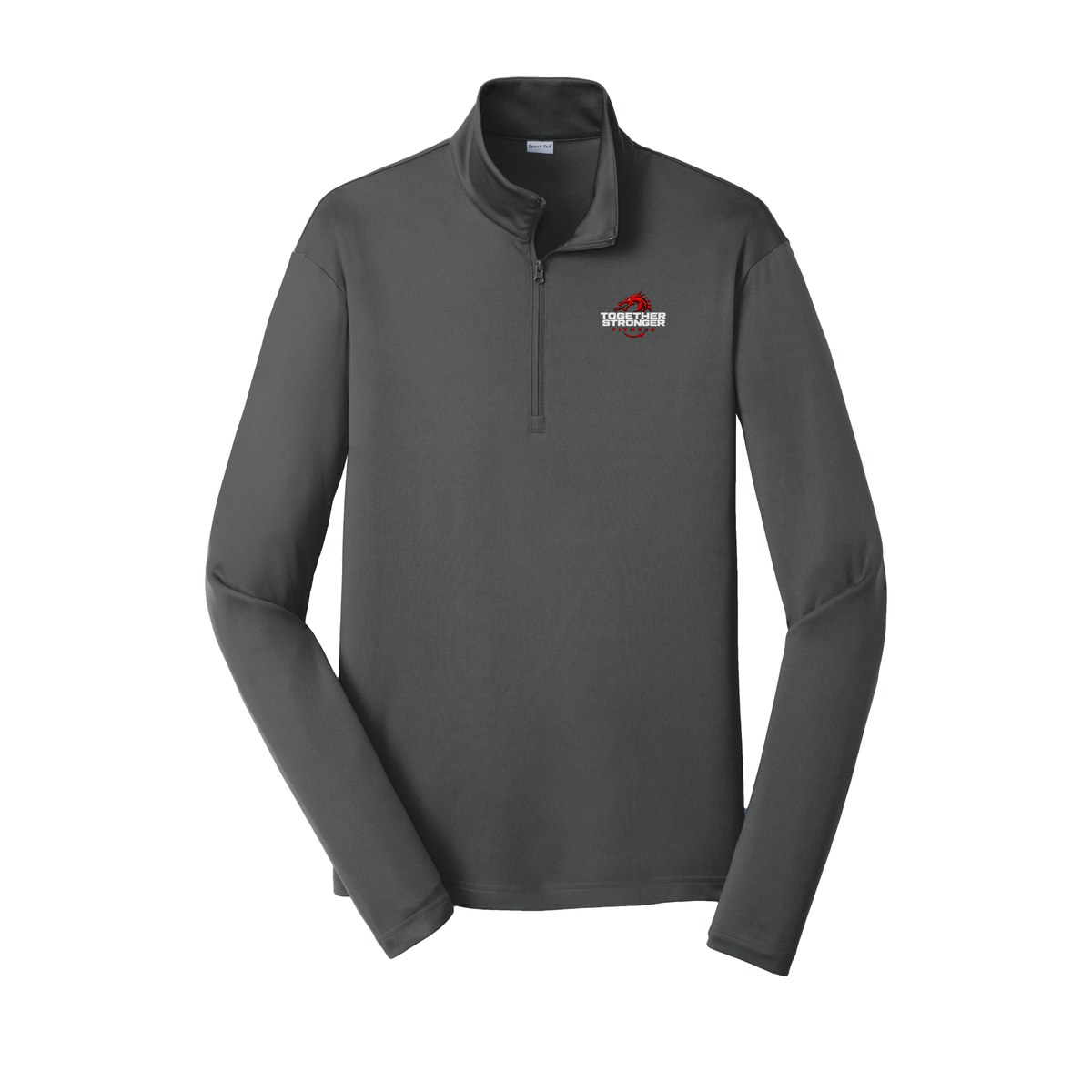 togetherstrongerfitness-lightweight-quarter-zip-dtf-leftchest-ST357-irongrey-flat-front