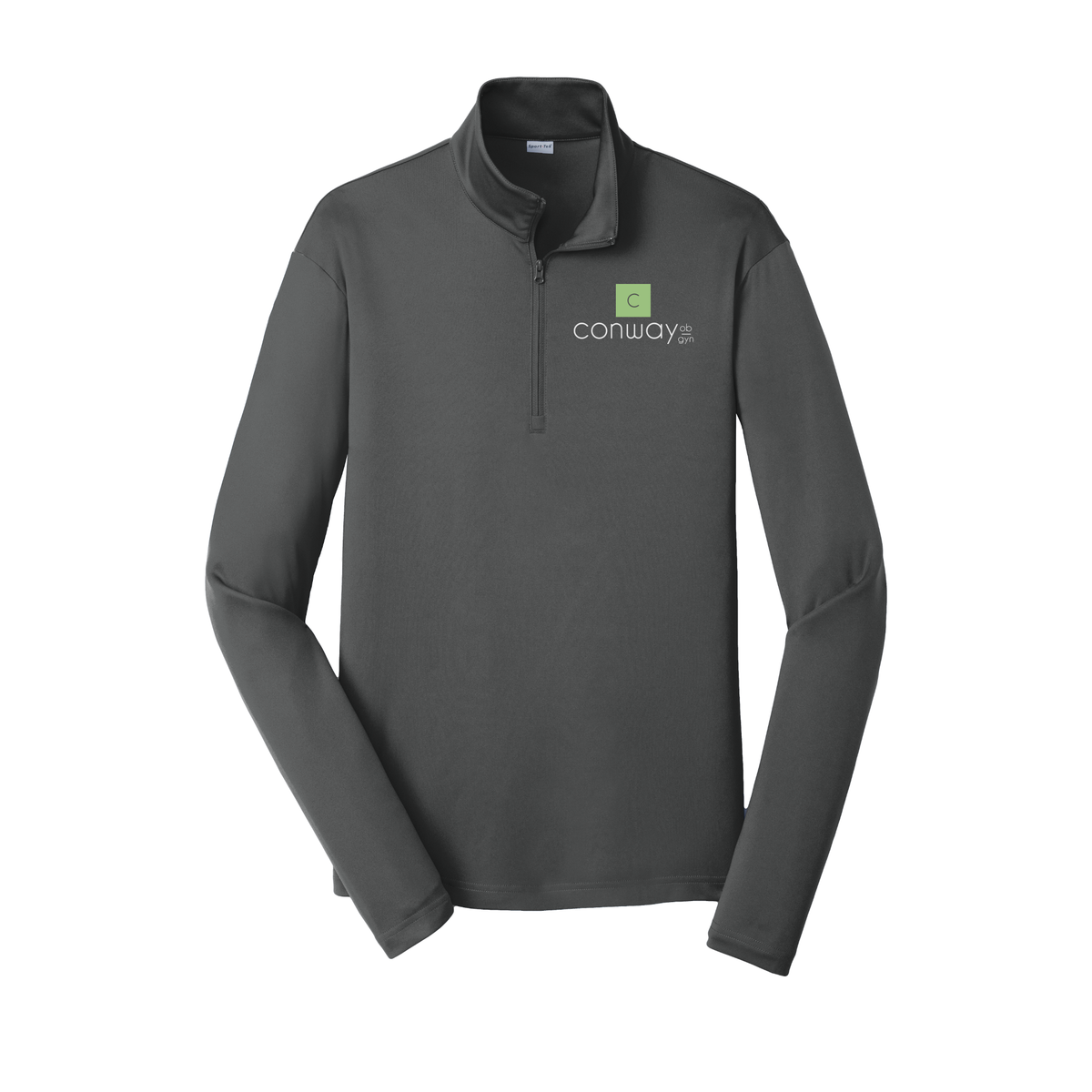 conwayobgyn-lightweight-quarter-zip-dtf-leftchest-ST357-irongrey-flat-front