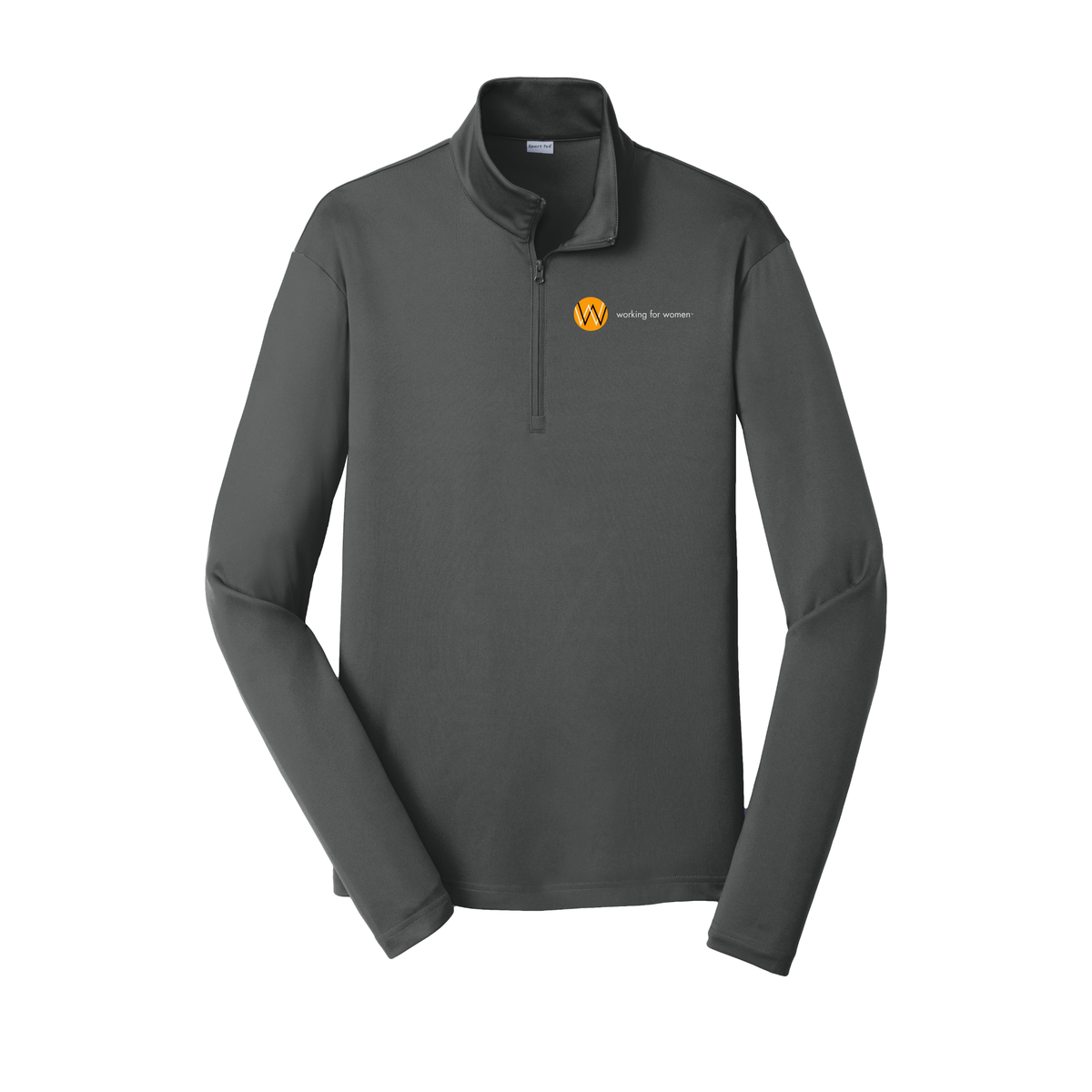 workingforwomen-lightweight-quarter-zip-dtf-leftchest-ST357-irongrey-flat-front