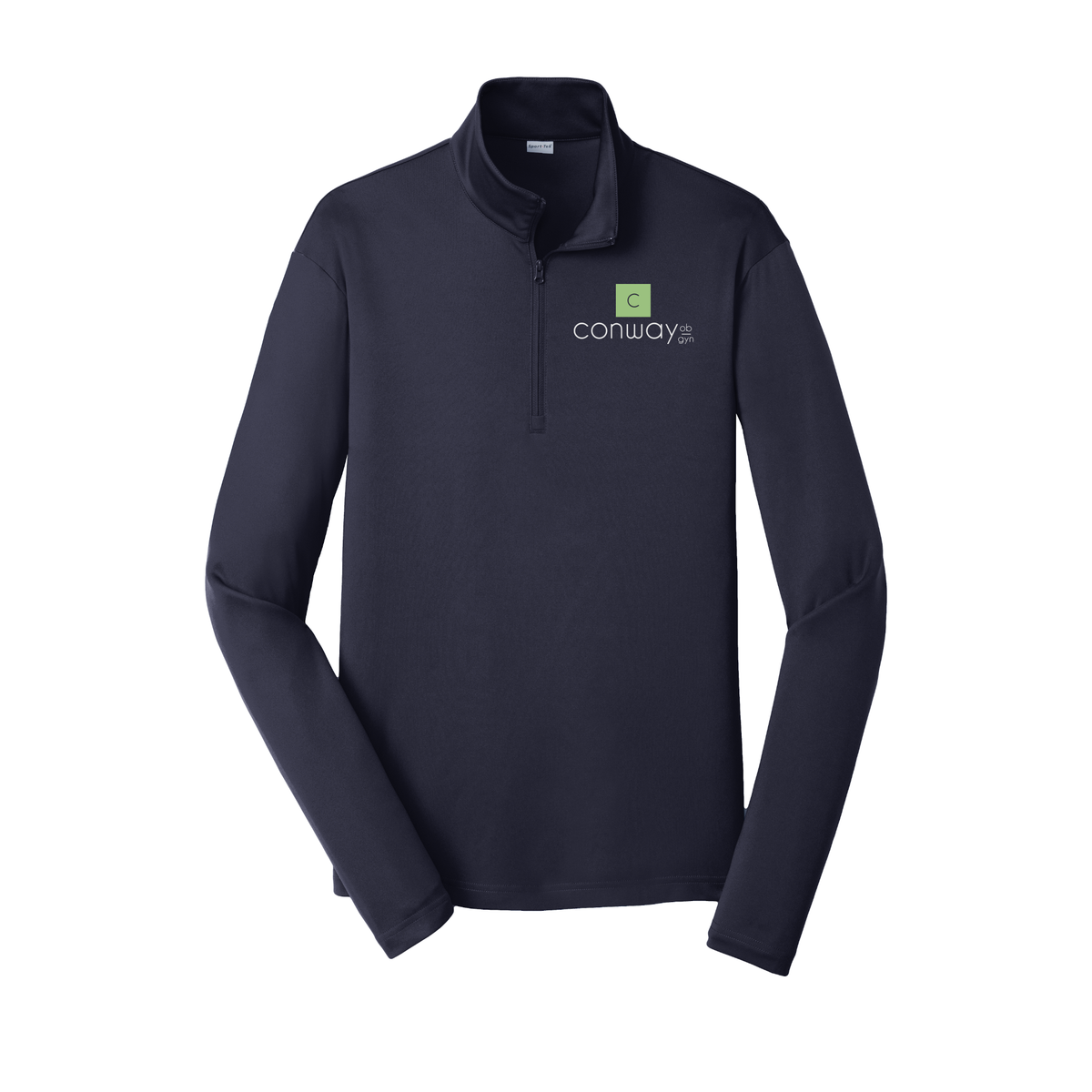 conwayobgyn-lightweight-quarter-zip-dtf-leftchest-ST357-truenavy-flat-front