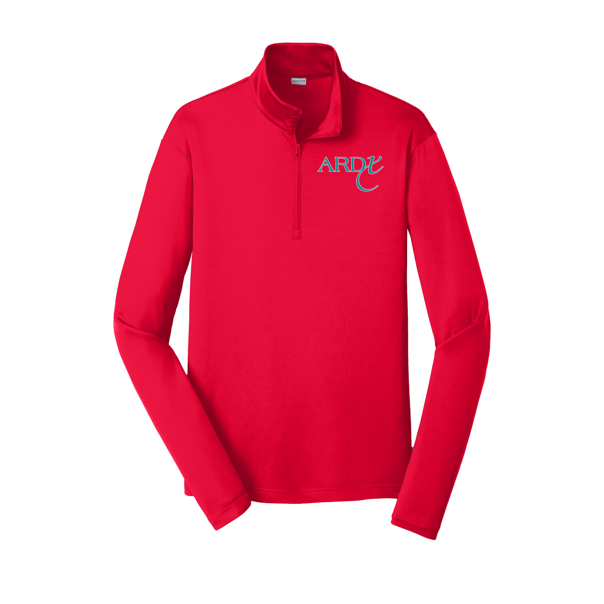 ardx-lightweight-quarter-zip-dtf-leftchest-ST357-truered-flat-front