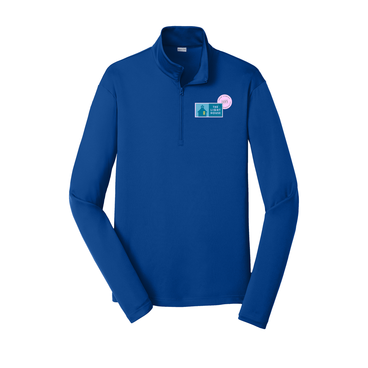 lhcampus-lightweight-quarter-zip-dtf-leftchest-ST357-trueroyal-flat-front