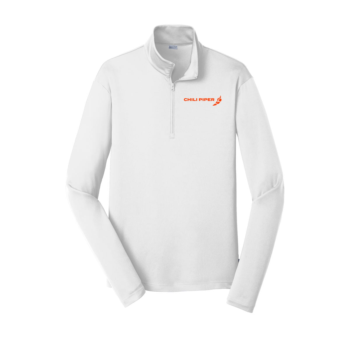 chilipiper-lightweight-quarter-zip-dtf-leftchest-ST357-white-flat-front