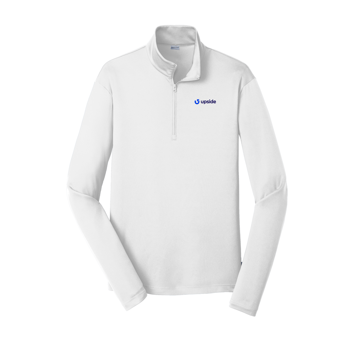 upside-lightweight-quarter-zip-dtf-leftchest-ST357-white-flat-front