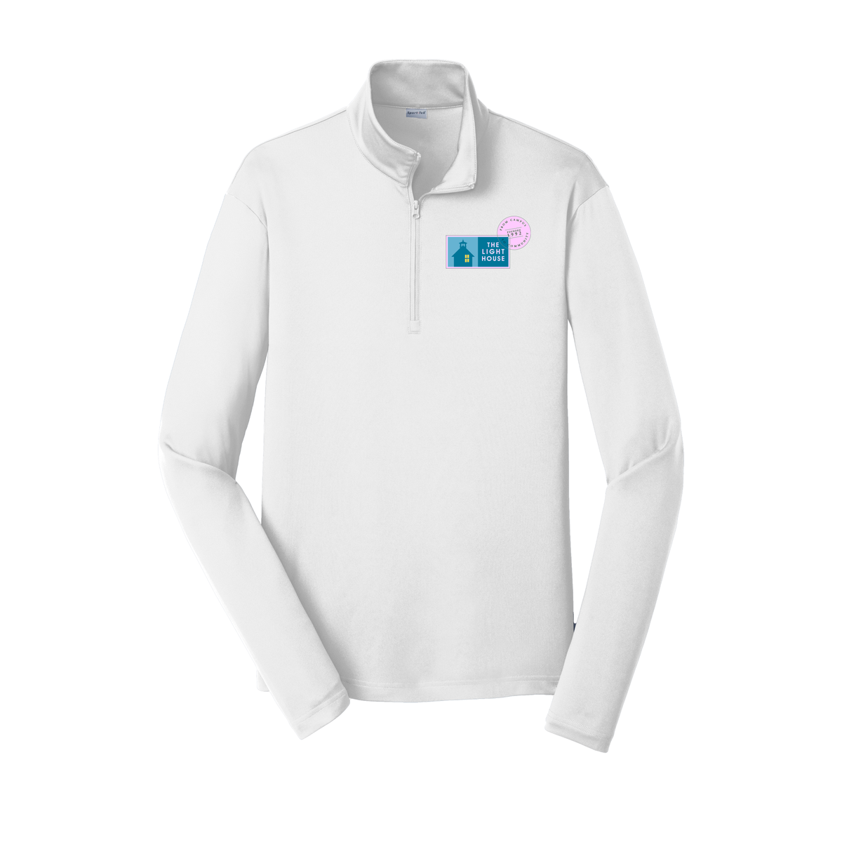 lhcampus-lightweight-quarter-zip-dtf-leftchest-ST357-white-flat-front