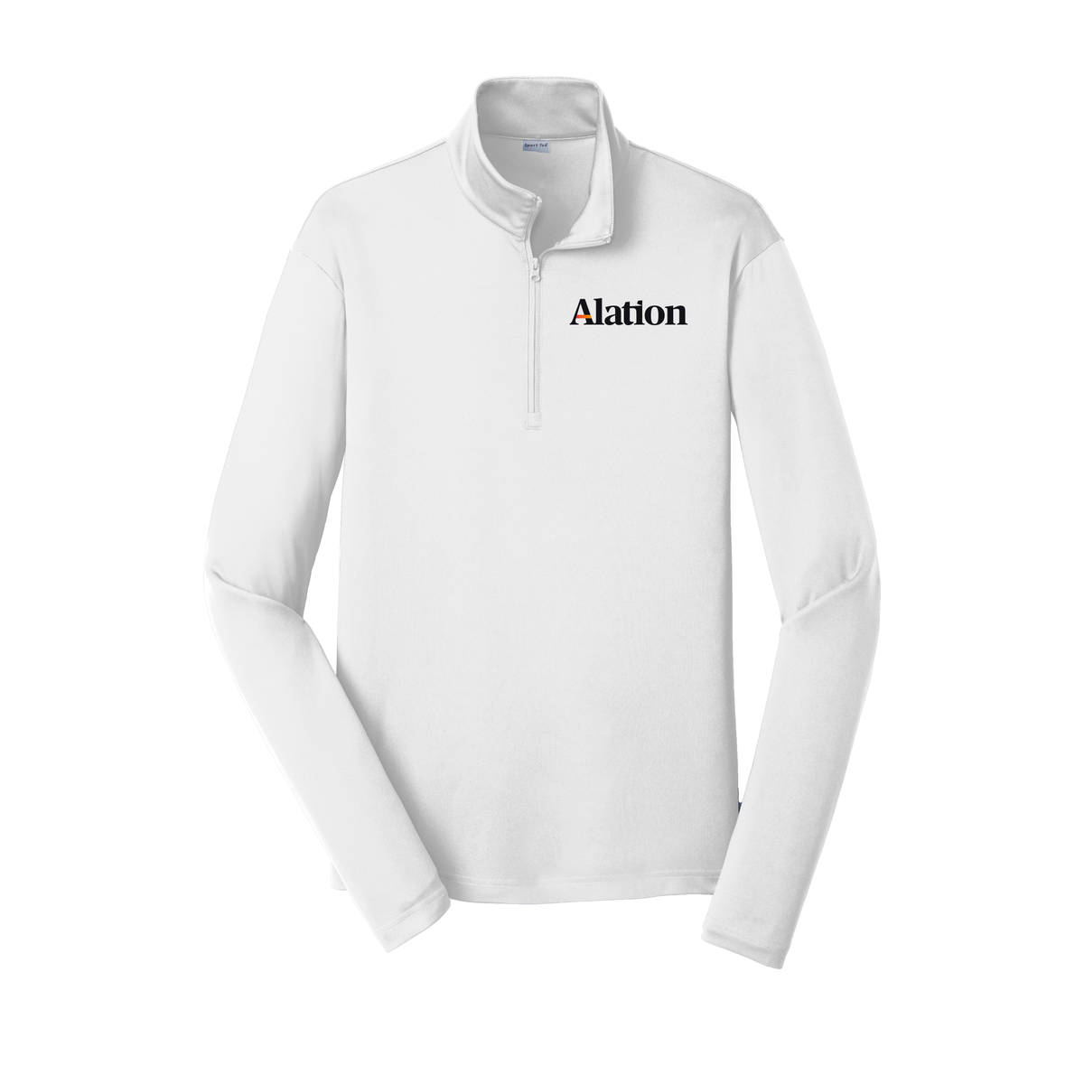 alation-lightweight-quarter-zip-dtf-leftchest-ST357-white-flat-front