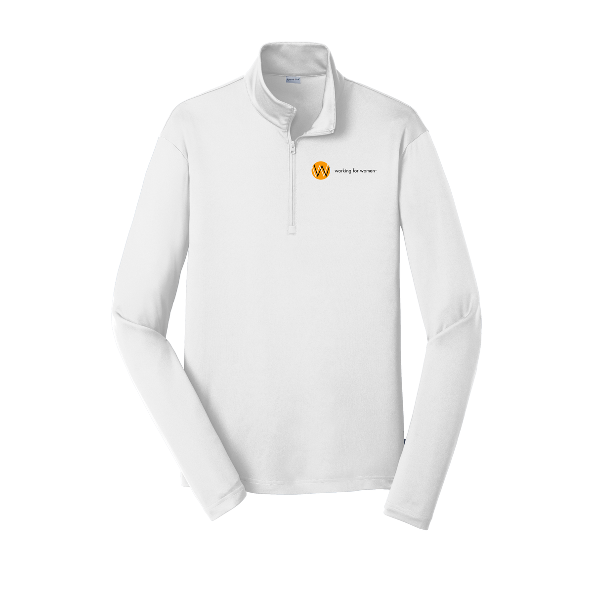 workingforwomen-lightweight-quarter-zip-dtf-leftchest-ST357-white-flat-front