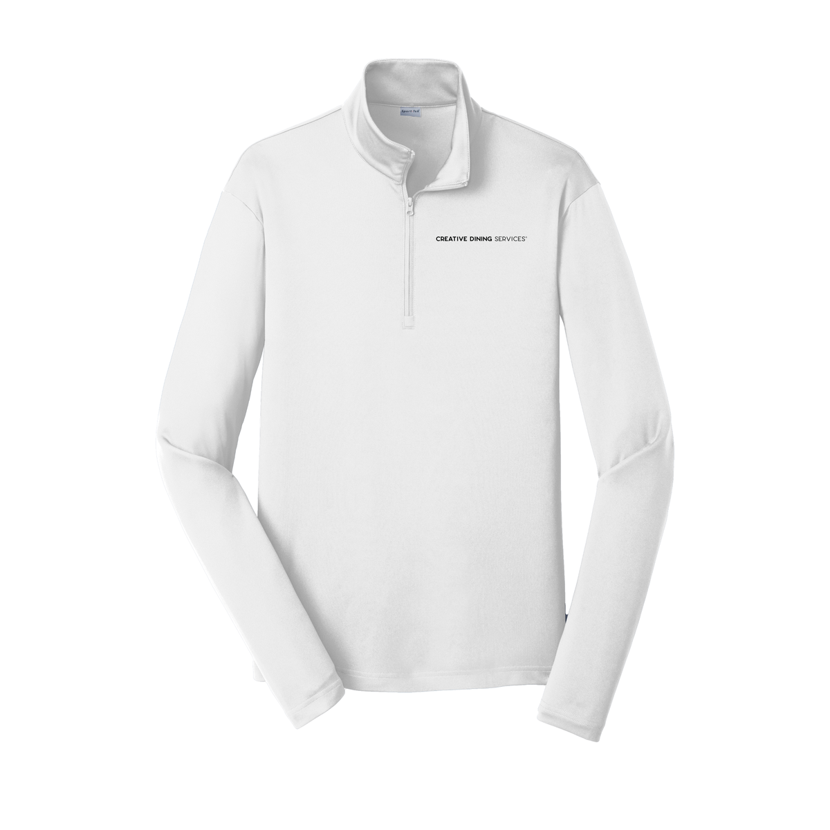creativedining-lightweight-quarter-zip-dtf-leftchest-ST357-white-flat-front