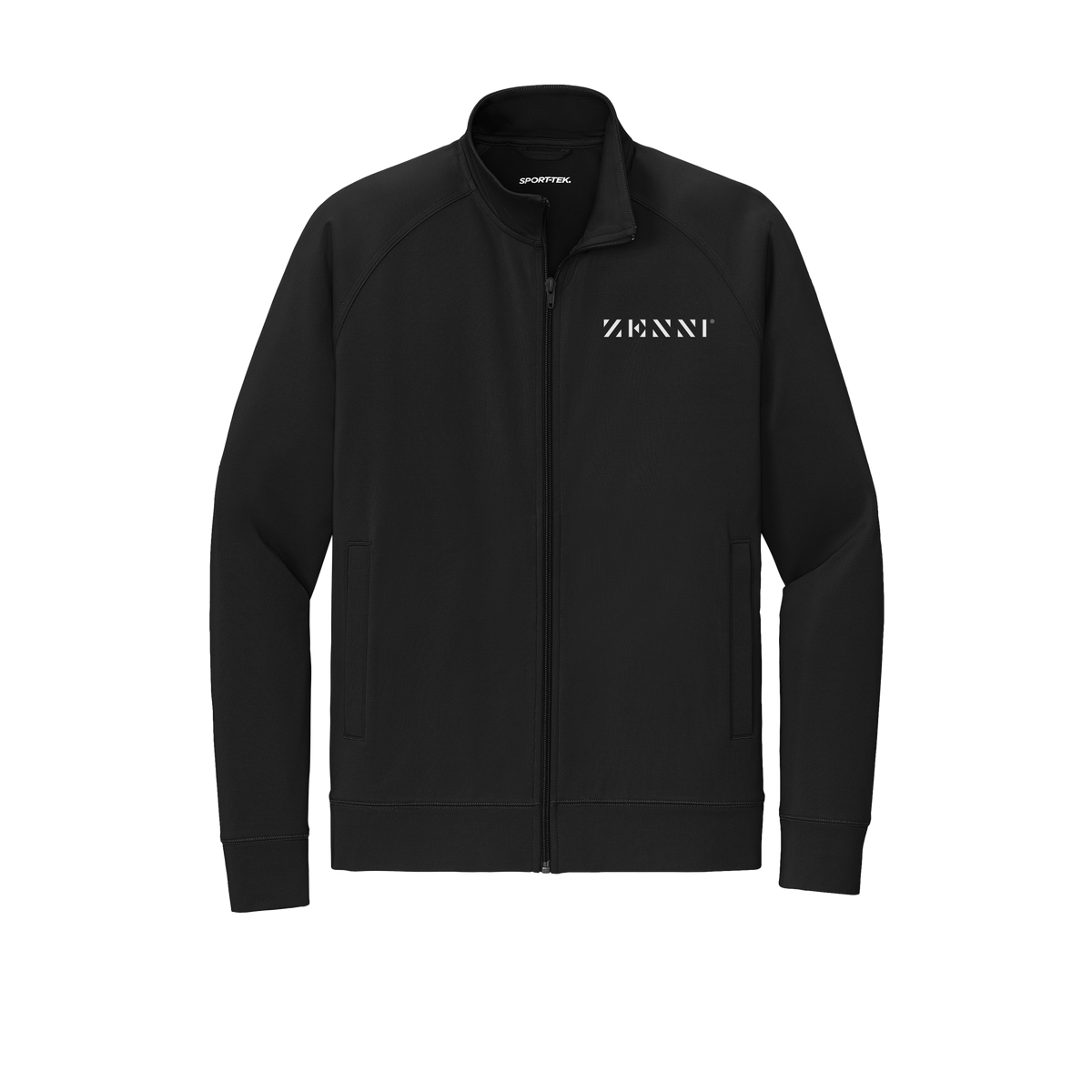 zennioptical-sport-tek-mens-cadet-jacket-embroidery-leftchest-ST857-black-flat-front