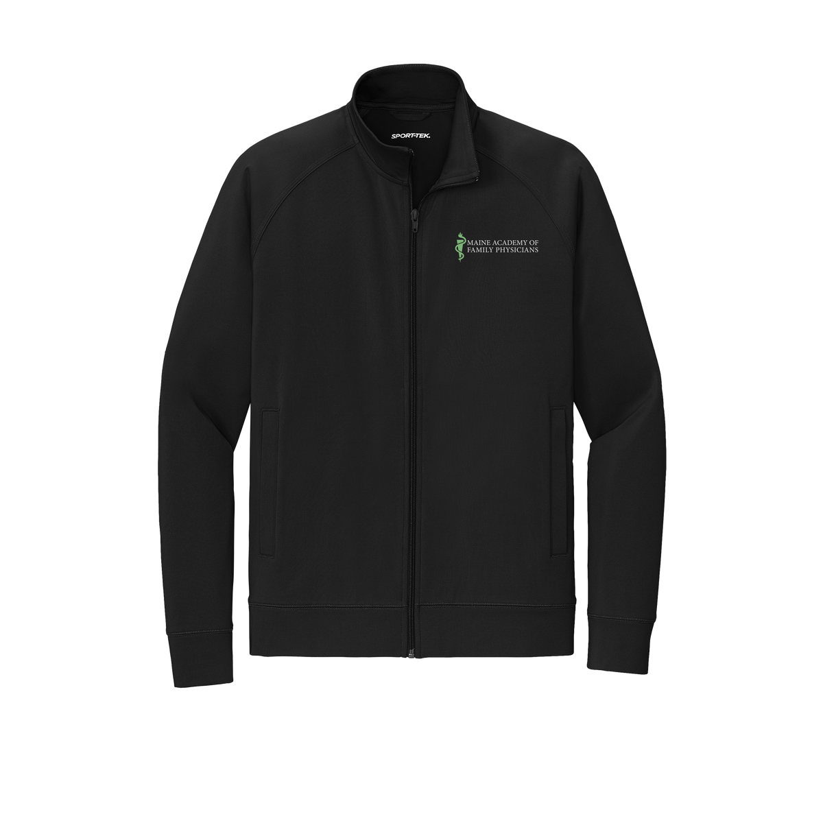 maineafp-sport-tek-mens-cadet-jacket-embroidery-leftchest-ST857-black-flat-front
