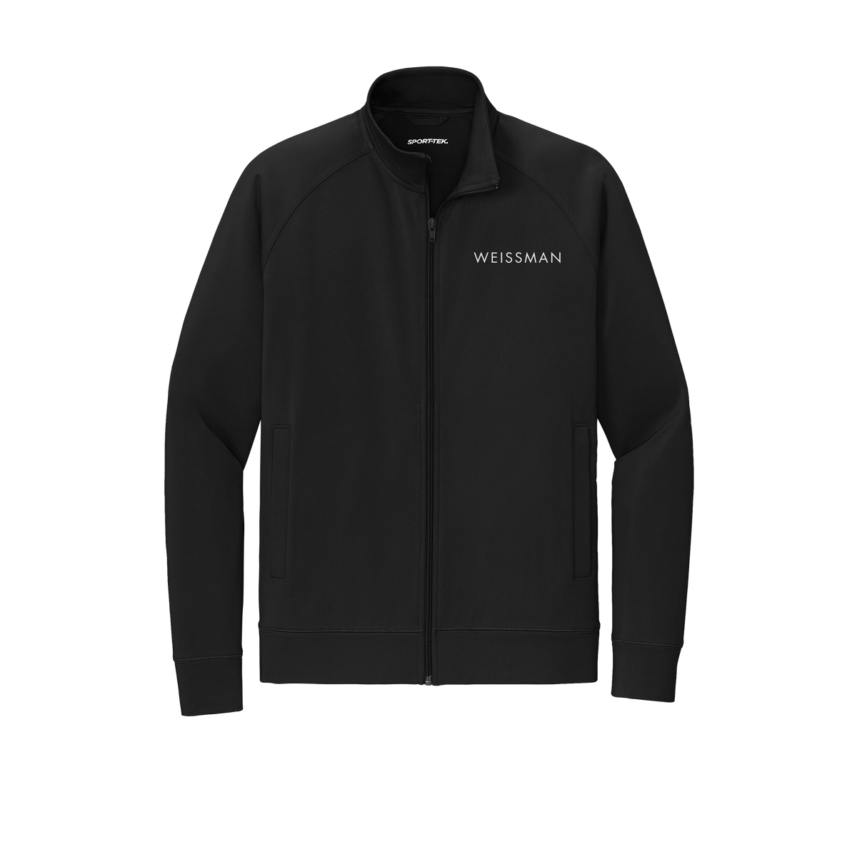 weissmans-sport-tek-mens-cadet-jacket-embroidery-leftchest-ST857-black-flat-front