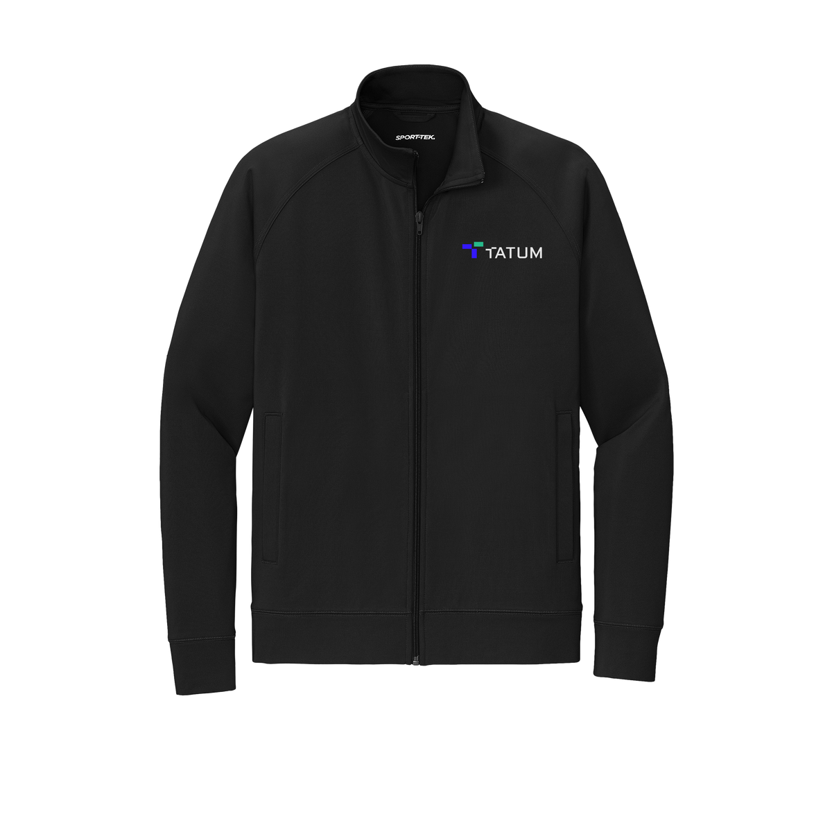 tatum-sport-tek-mens-cadet-jacket-embroidery-leftchest-ST857-black-flat-front