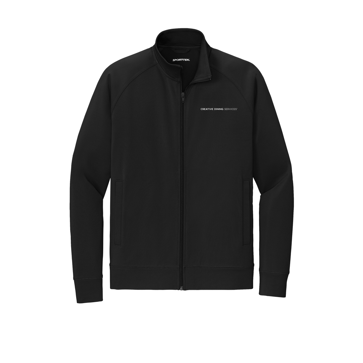 creativedining-sport-tek-mens-cadet-jacket-embroidery-leftchest-ST857-black-flat-front