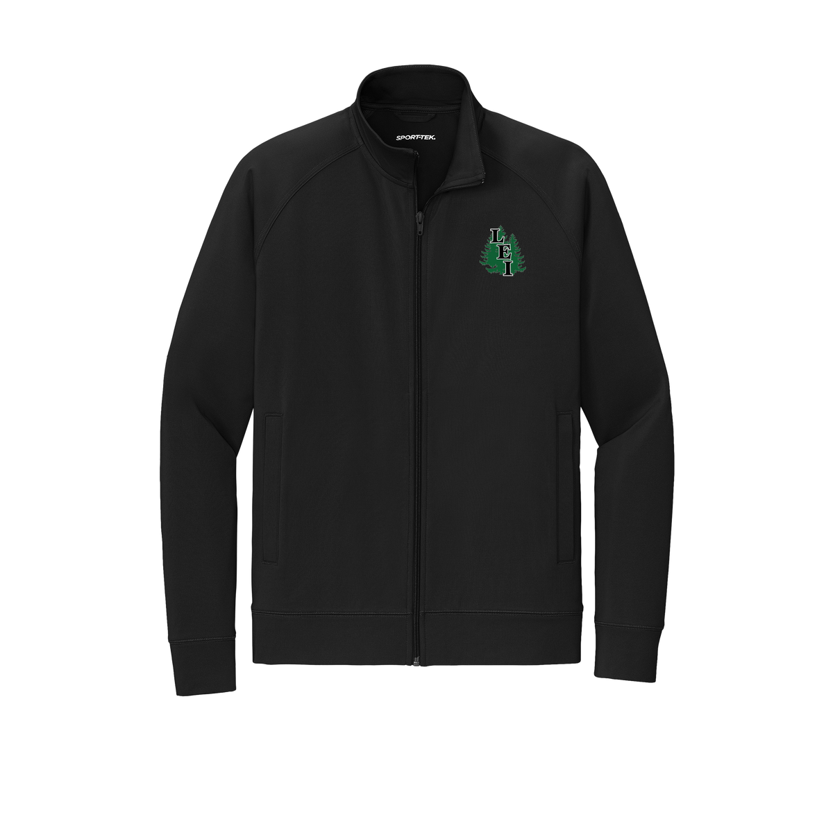 leisite-sport-tek-mens-cadet-jacket-embroidery-leftchest-ST857-black-flat-front