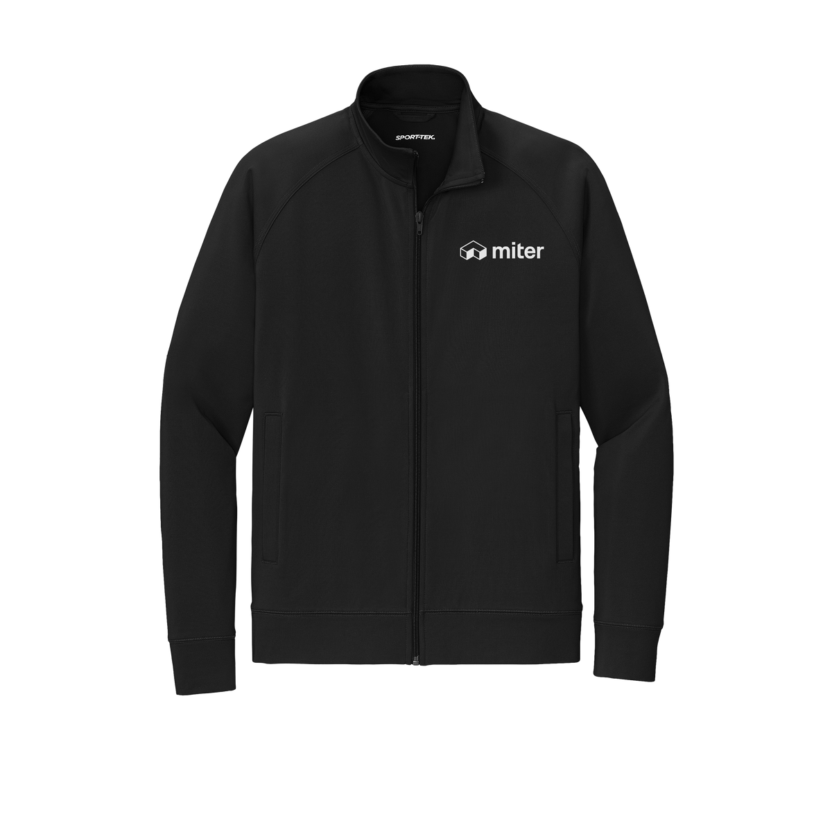miter-sport-tek-mens-cadet-jacket-embroidery-leftchest-ST857-black-flat-front