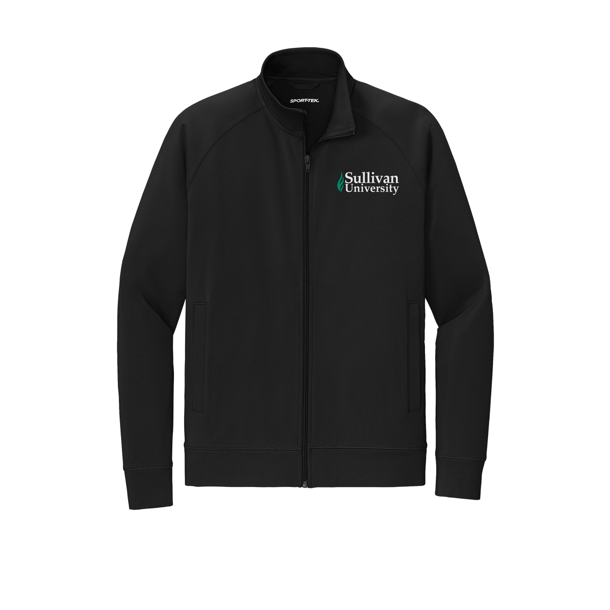 sullivan-sport-tek-mens-cadet-jacket-embroidery-leftchest-ST857-black-flat-front