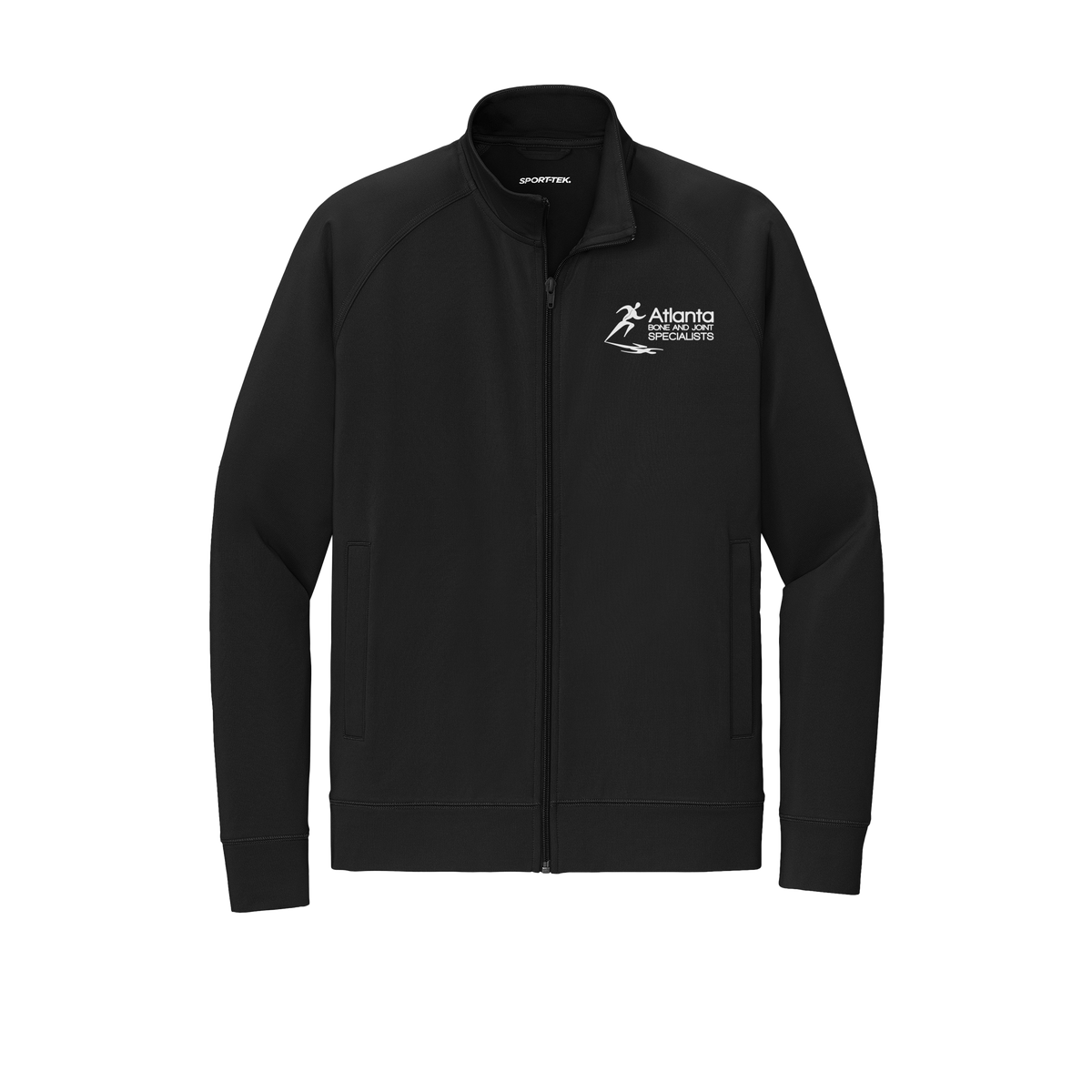 atlantaboneandjoint-sport-tek-mens-cadet-jacket-embroidery-leftchest-ST857-black-flat-front