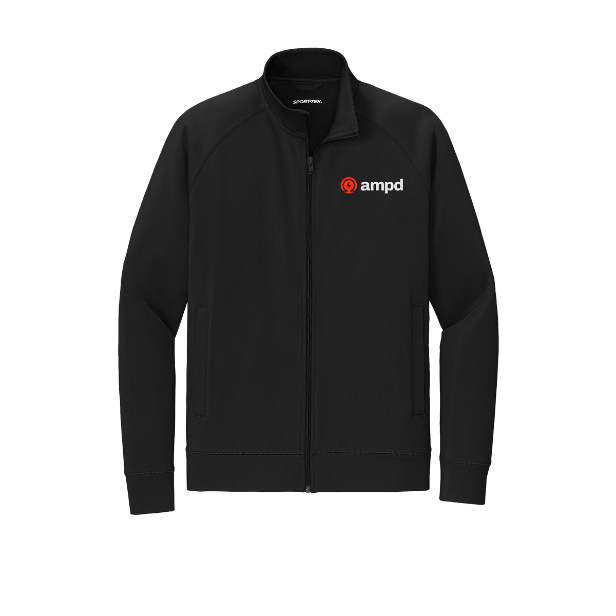ampd-sport-tek-mens-cadet-jacket-embroidery-leftchest-ST857-black-flat-front
