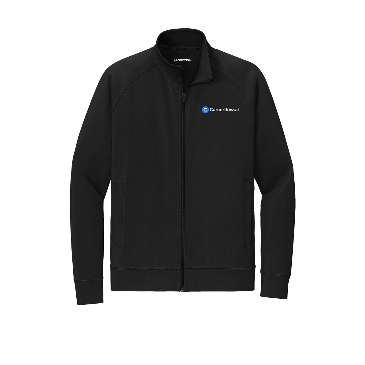 careerflow-sport-tek-mens-cadet-jacket-embroidery-leftchest-ST857-black-flat-front