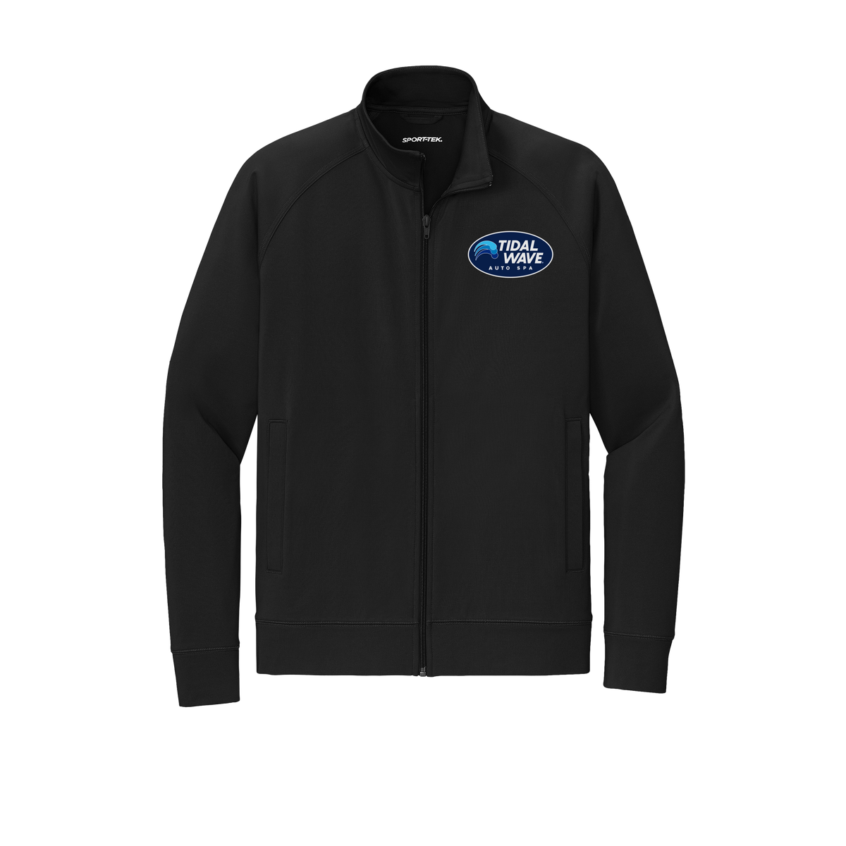 tidalwaveautospa-sport-tek-mens-cadet-jacket-embroidery-leftchest-ST857-black-flat-front