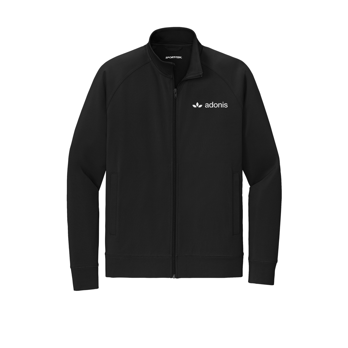 adonis-sport-tek-mens-cadet-jacket-embroidery-leftchest-ST857-black-flat-front
