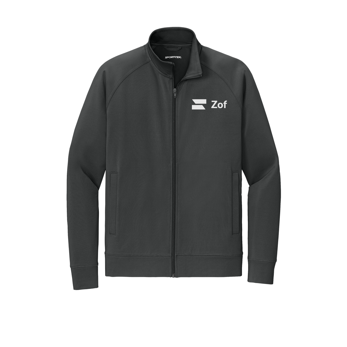 zof-sport-tek-mens-cadet-jacket-embroidery-leftchest-ST857-charcoalgrey-flat-front