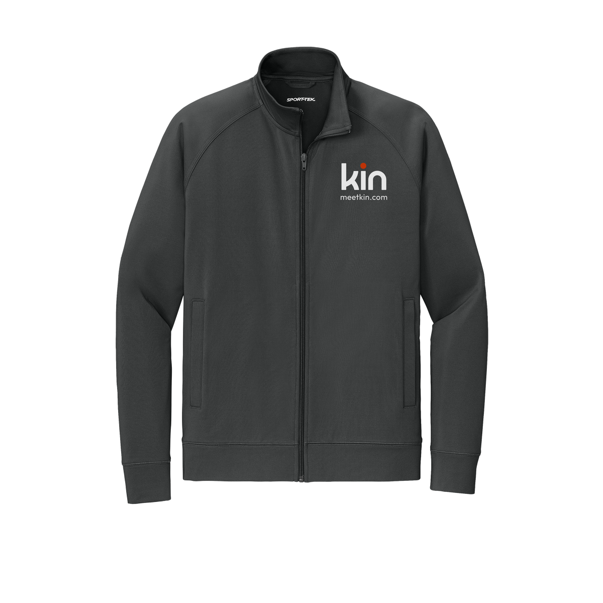 kin-sport-tek-mens-cadet-jacket-embroidery-leftchest-ST857-charcoalgrey-flat-front
