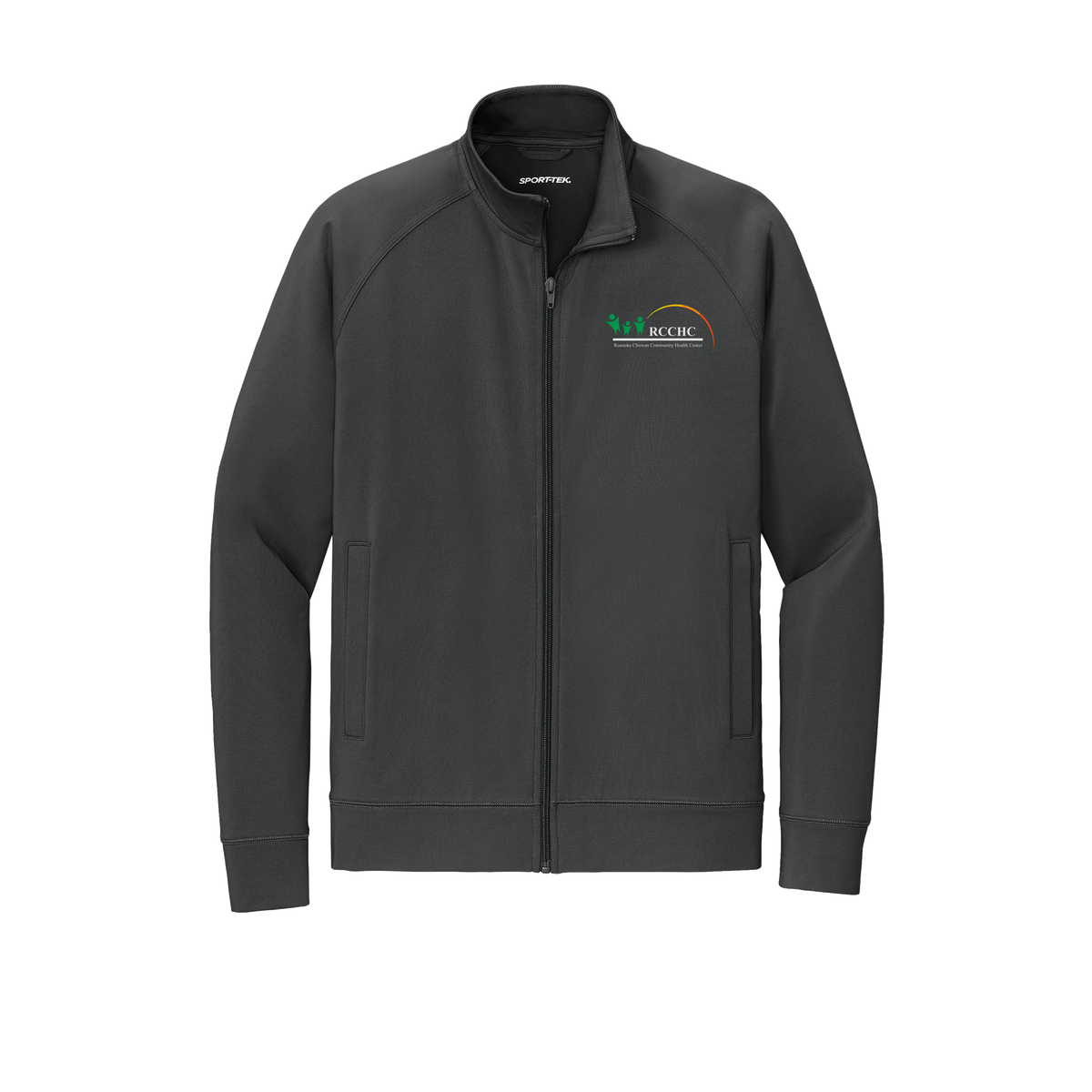 rcchc-sport-tek-mens-cadet-jacket-embroidery-leftchest-ST857-charcoalgrey-flat-front