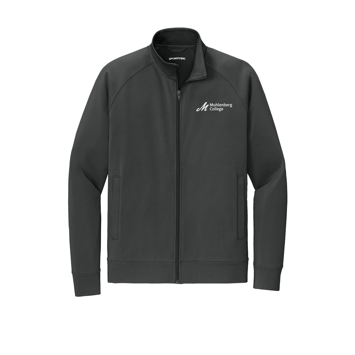 muhlenberg-sport-tek-mens-cadet-jacket-embroidery-leftchest-ST857-charcoalgrey-flat-front