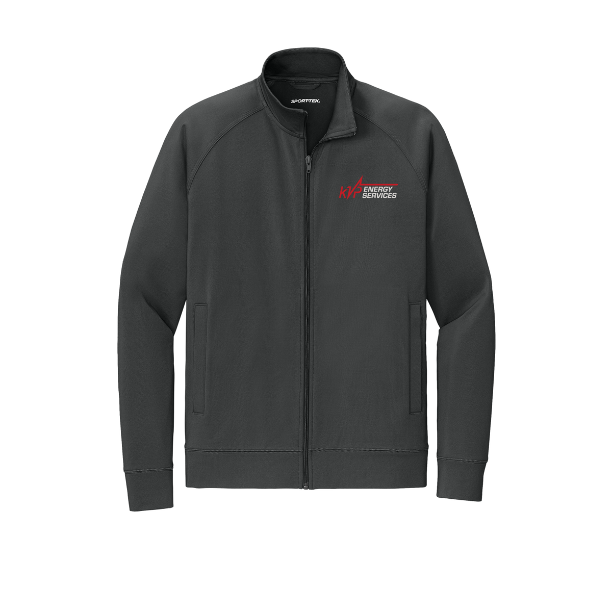 kvpenergy-sport-tek-mens-cadet-jacket-embroidery-leftchest-ST857-charcoalgrey-flat-front