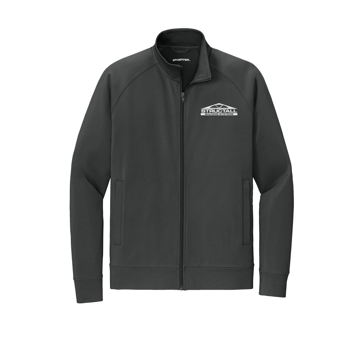 structall-sport-tek-mens-cadet-jacket-embroidery-leftchest-ST857-charcoalgrey-flat-front