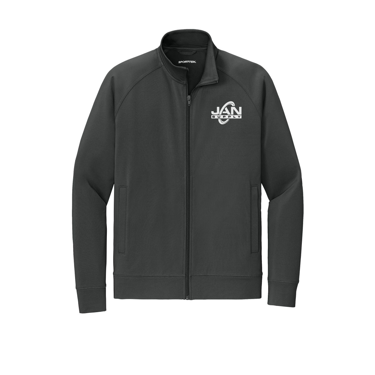 jan-pro-sport-tek-mens-cadet-jacket-embroidery-leftchest-ST857-charcoalgrey-flat-front