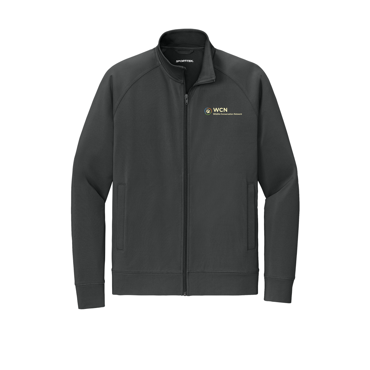 wildnet-sport-tek-mens-cadet-jacket-embroidery-leftchest-ST857-charcoalgrey-flat-front