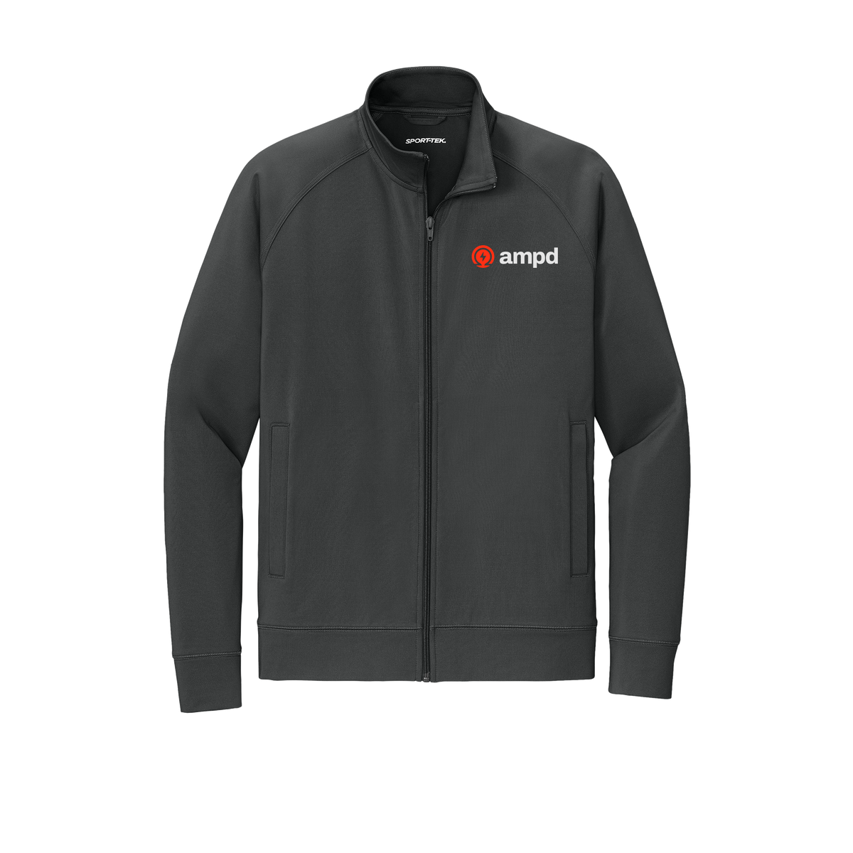 ampd-sport-tek-mens-cadet-jacket-embroidery-leftchest-ST857-charcoalgrey-flat-front
