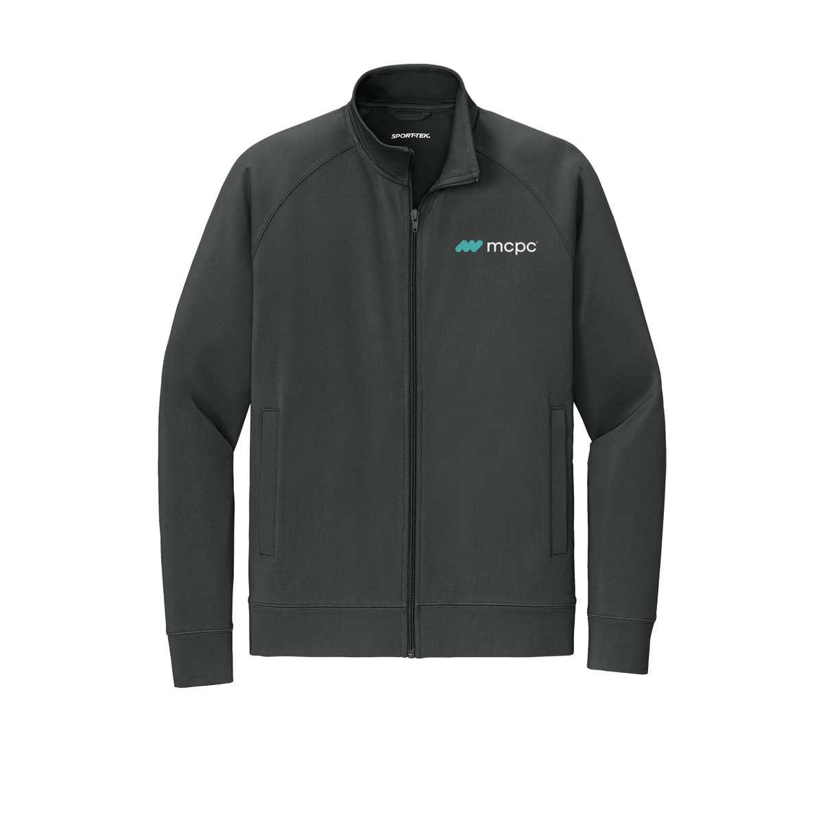 mcpc-sport-tek-mens-cadet-jacket-embroidery-leftchest-ST857-charcoalgrey-flat-front