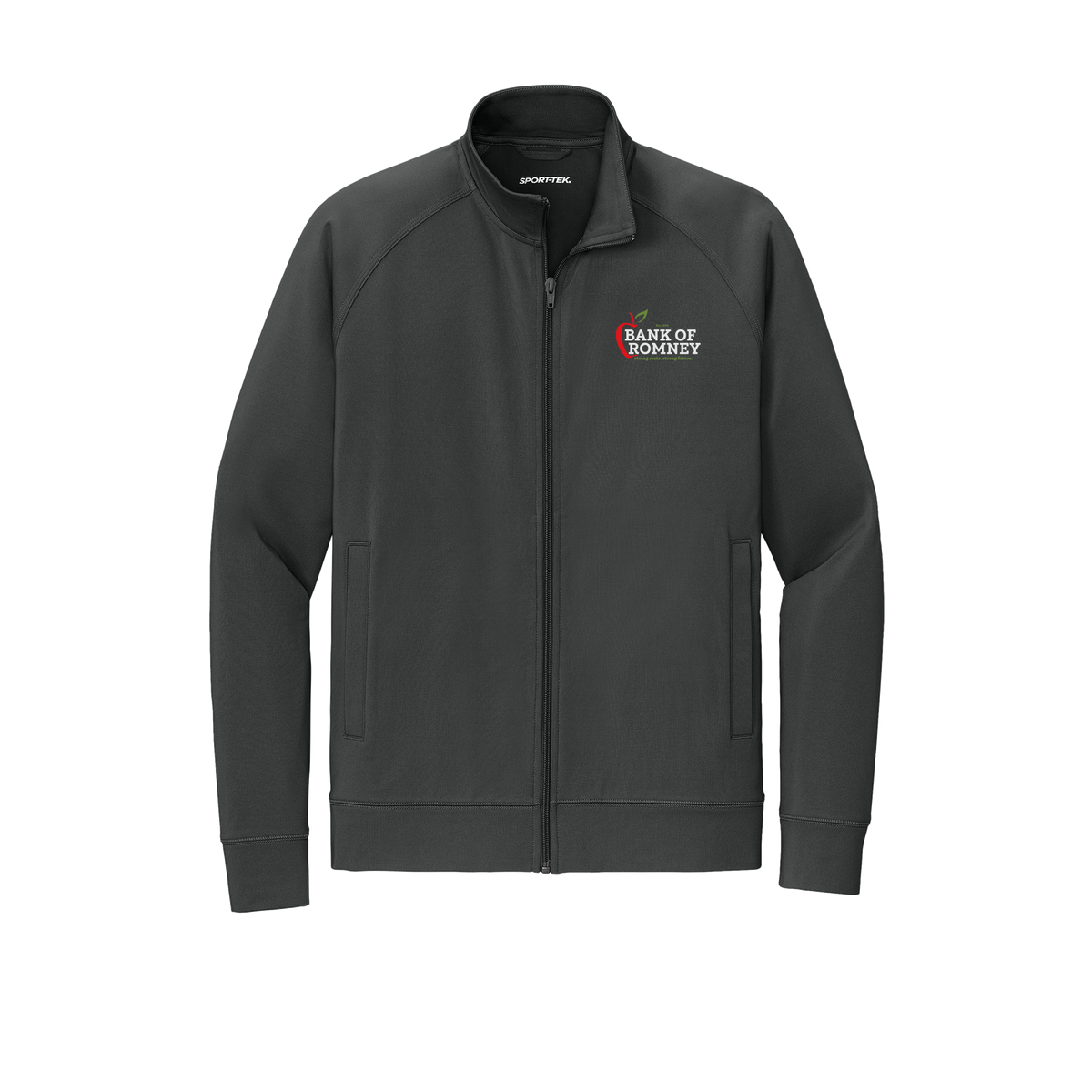 bankofromney-sport-tek-mens-cadet-jacket-embroidery-leftchest-ST857-charcoalgrey-flat-front