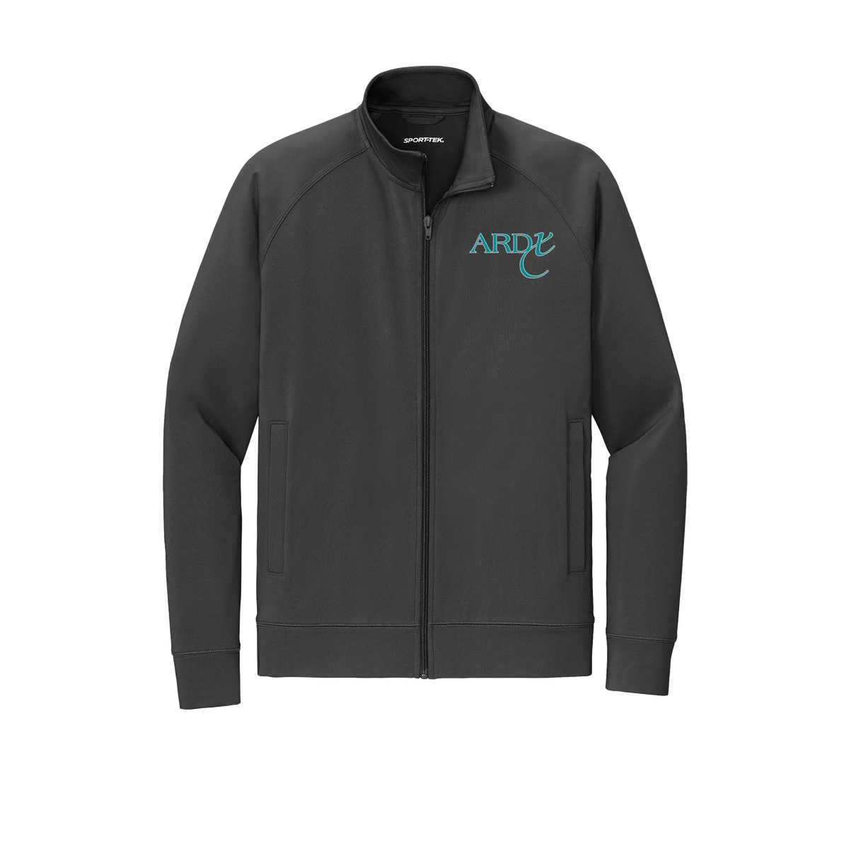 ardx-sport-tek-mens-cadet-jacket-embroidery-leftchest-ST857-charcoalgrey-flat-front