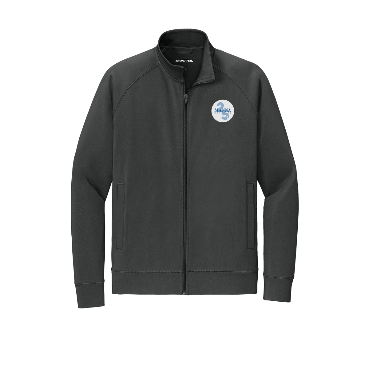 mannaworldwide-sport-tek-mens-cadet-jacket-embroidery-leftchest-ST857-charcoalgrey-flat-front