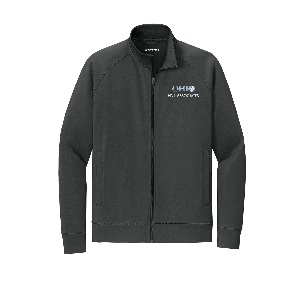ohioentaudiology-sport-tek-mens-cadet-jacket-embroidery-leftchest-ST857-charcoalgrey-flat-front