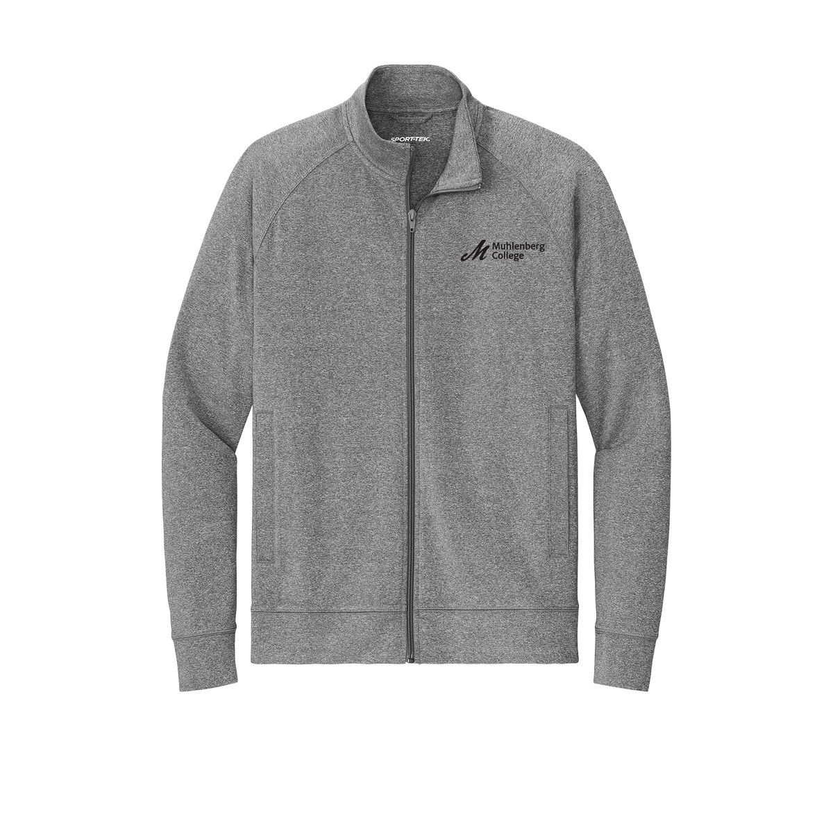 muhlenberg-sport-tek-mens-cadet-jacket-embroidery-leftchest-ST857-charcoalgreyheather-flat-front