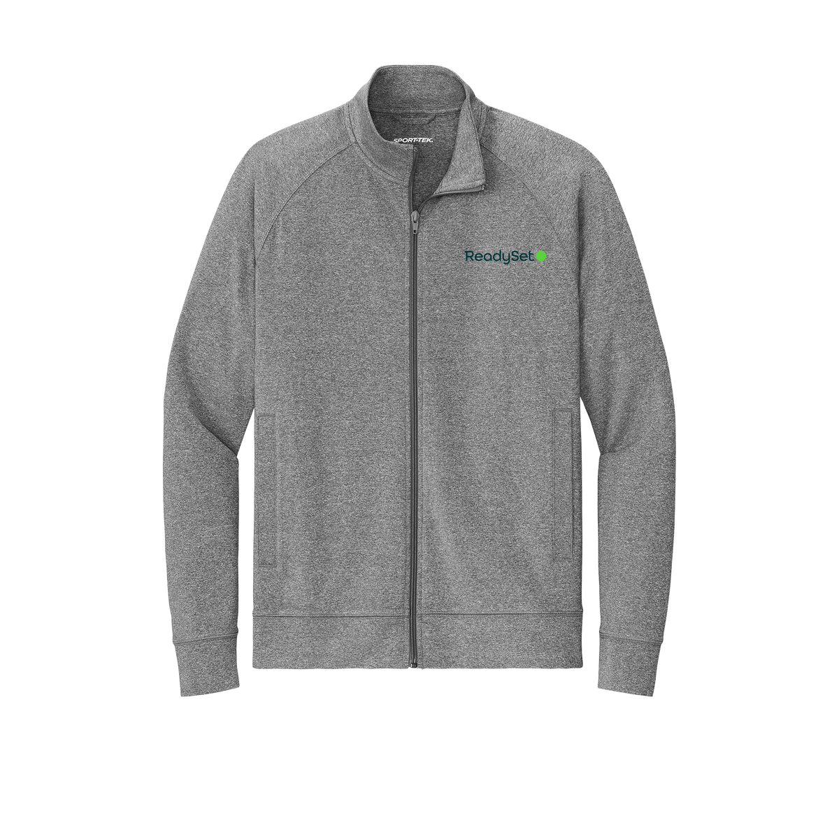 readysetsurgical-sport-tek-mens-cadet-jacket-embroidery-leftchest-ST857-charcoalgreyheather-flat-front
