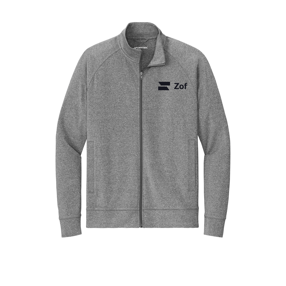 zof-sport-tek-mens-cadet-jacket-embroidery-leftchest-ST857-charcoalgreyheather-flat-front