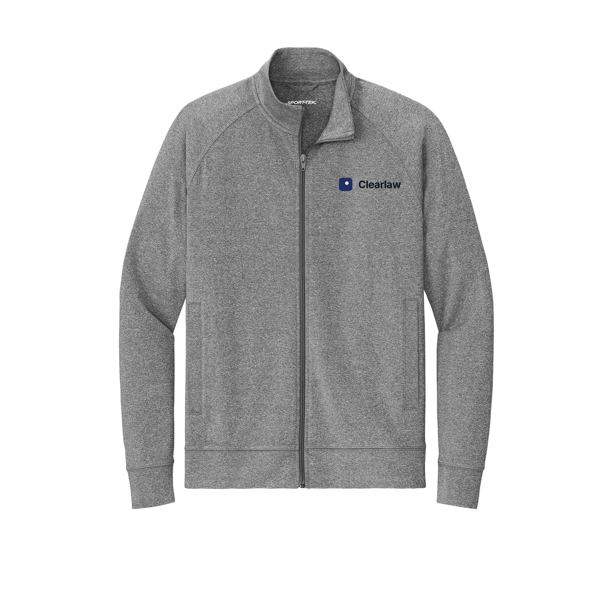 clearlaw-sport-tek-mens-cadet-jacket-embroidery-leftchest-ST857-charcoalgreyheather-flat-front